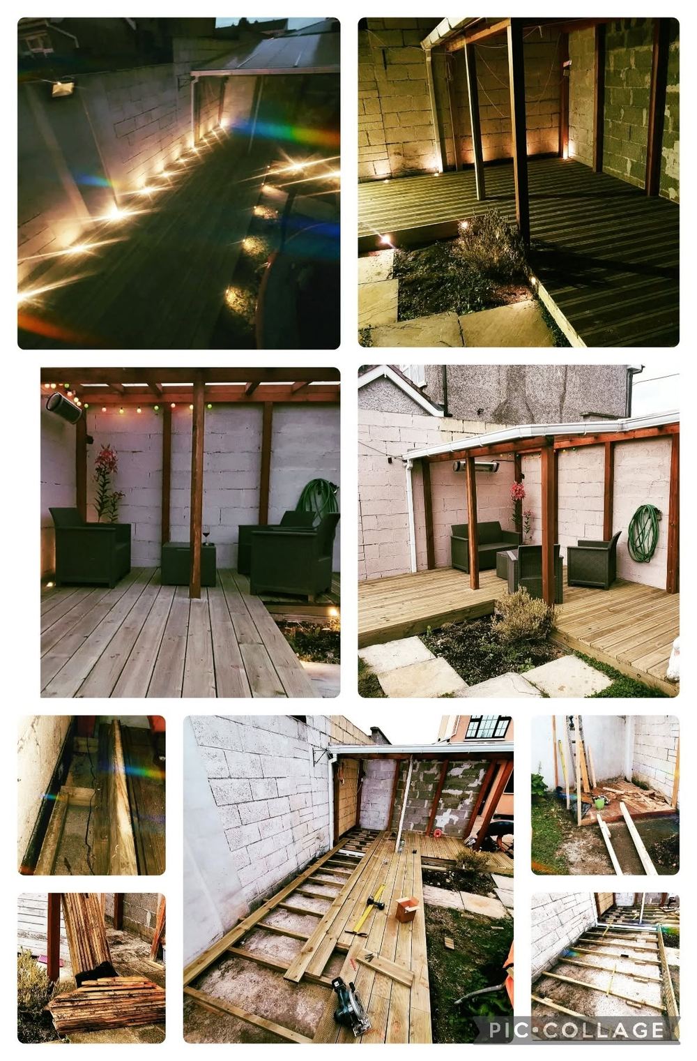Garden decking and pergola
